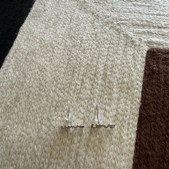 Silver Love Stud Earrings - Picture 4 of 5